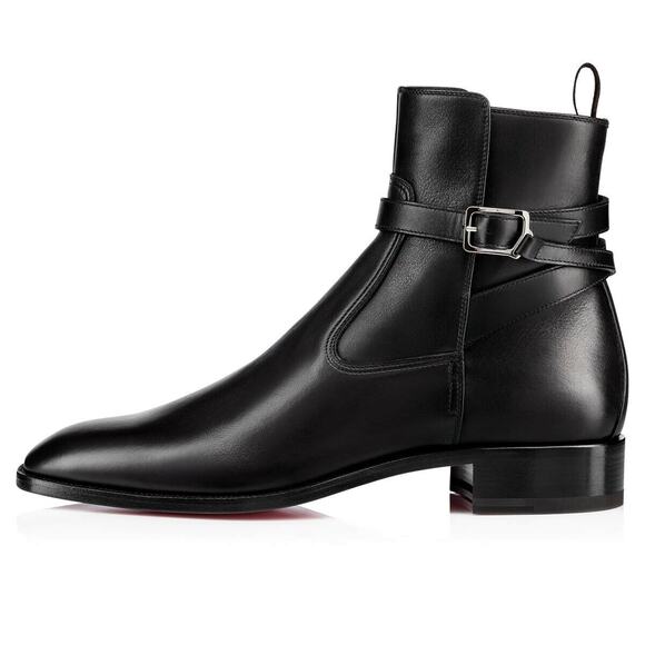 Christian Louboutin Mens Kicko Flat Black Calf Leather High Jodhpur Boot 39 6 main image 4